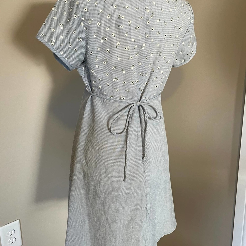 Light Blue Mini Dress with Embroidered Bodice - Picture 5 of 11